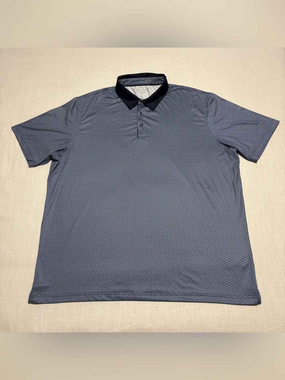 Men’s Maelreg Geometric Performance Polo Shirt | Blue | Size 3XL